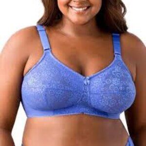 Elila Lace Soft Cup Wire Free Bra in Blue New With Tags Size 48G